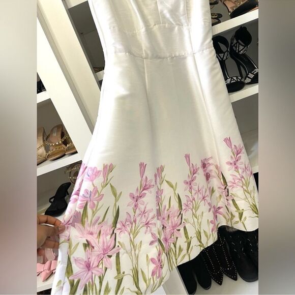 New Floral Vine Print Dupioni Banded Empire Dress Size: Xsmall - Picture 7 of 12